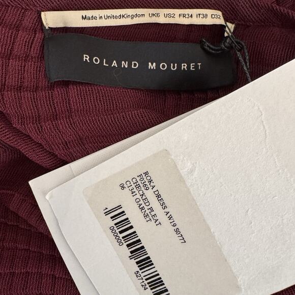Roland Mouret Roka Checked Pleat Garnet Mesh Maxi Dress US 2 UK 6 NWT - Picture 10 of 11